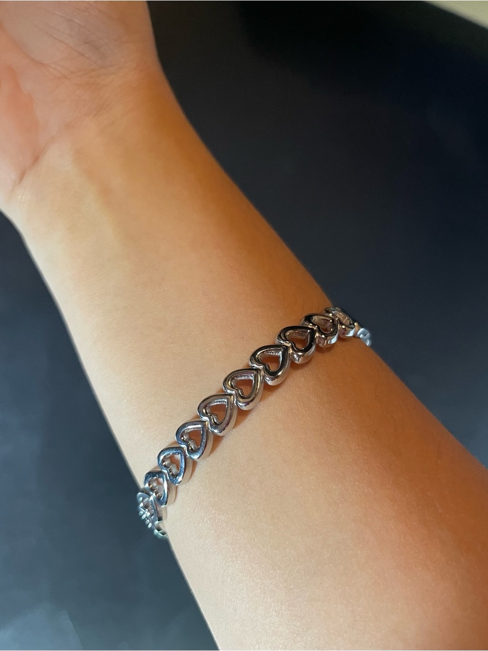 Delicate Silver Heart Link Bracelet for Women